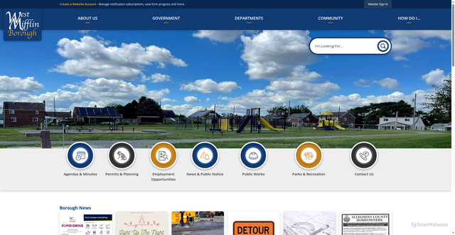 Security scan screenshot of https://westmifflin.gov/