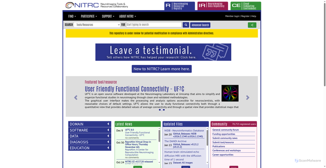 Security scan screenshot of https://www.nitrc.org