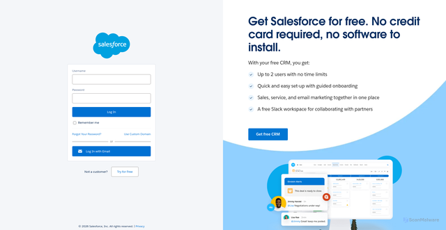 Security scan screenshot of https://na225.salesforce.com