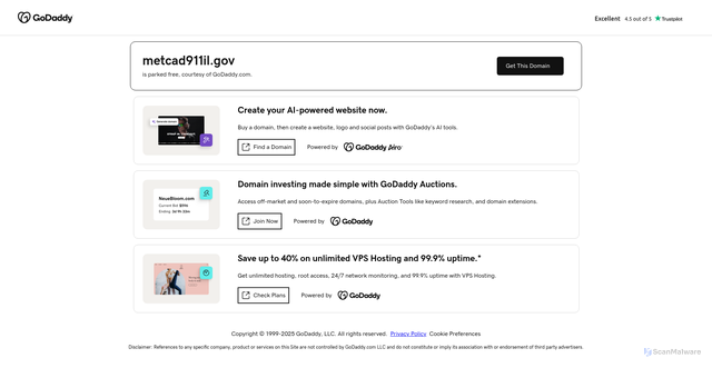 Security scan screenshot of https://metcad911il.gov/
