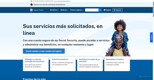 Security scan screenshot of https://www.ssa.gov/espanol/