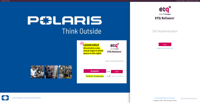 Security scan screenshot of https://reliance.polarissuppliers.com