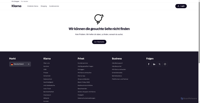 Security scan screenshot of https://www.klarna.com/app/