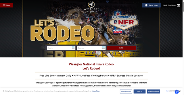 Security scan screenshot of https://www.westgateresorts.com/hotels/nevada/las-vegas/westgate-las-vegas-resort-casino/entertainment/nfr-experience/