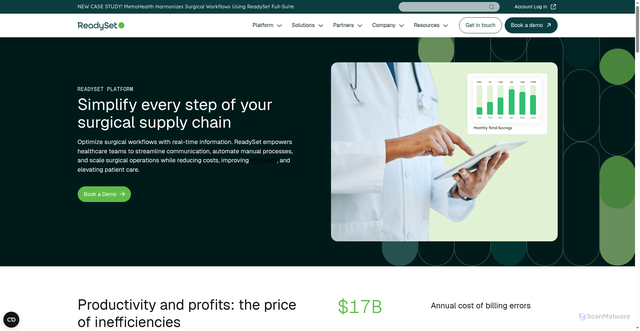 Security scan screenshot of https://readysetsurgical.com