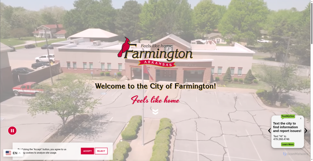 Security scan screenshot of https://www.cityoffarmington-ar.gov/