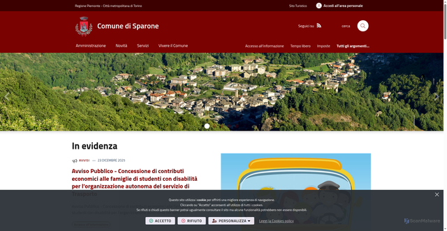 Security scan screenshot of https://www.comune.sparone.to.it/it-it/home