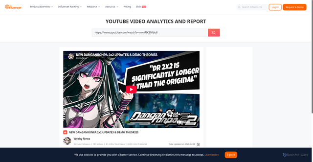 Security scan screenshot of https://th.noxinfluencer.com/youtube/video-analytics/mmMIKSNfbb8