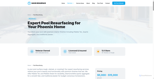 Security scan screenshot of https://lp2601241041-david-resurface-m6rz8v.pages.dev/pool-resurfacing/
