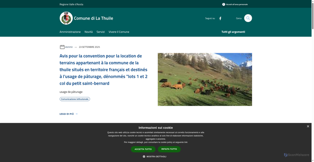 Security scan screenshot of https://www.comune.la-thuile.ao.it/it