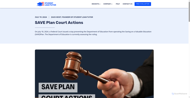 Security scan screenshot of https://www.studentloantutor.com/blog/save-plan-court-actions