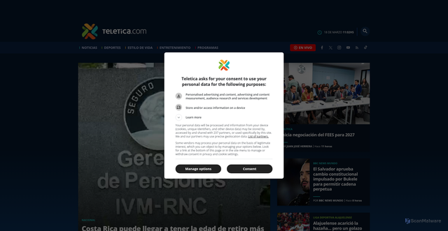 Security scan screenshot of https://teletica.com