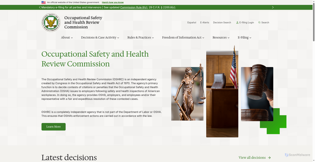 Security scan screenshot of https://www.oshrc.gov/
