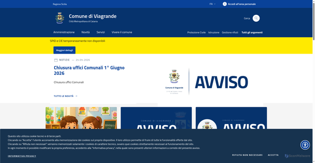 Security scan screenshot of https://www.comune.viagrande.ct.it