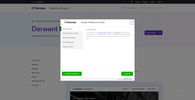 Security scan screenshot of https://www.derwentinnovation.com