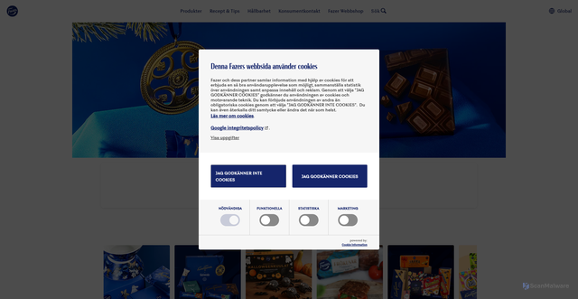 Security scan screenshot of https://www.fazer.se/