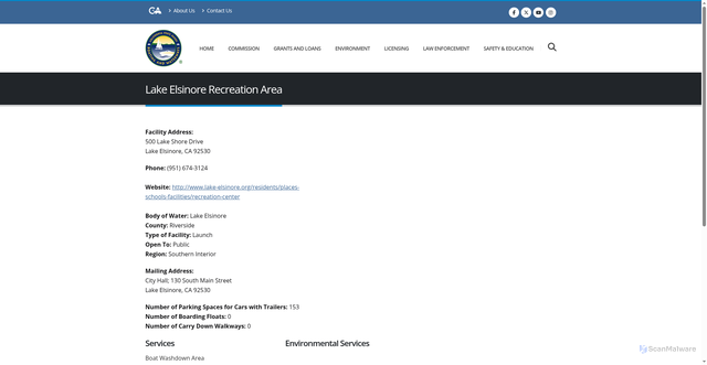 Security scan screenshot of https://dbw.parks.ca.gov/BoatingFacilities/f/315