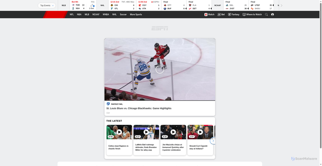 Security scan screenshot of http://insider.espn.com/video/clip/_/id/46491665