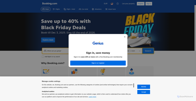 Security scan screenshot of https://www.booking.com/