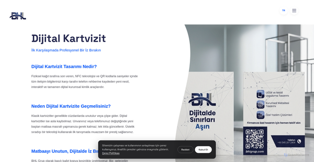 Security scan screenshot of https://bhl-grup.pages.dev/dijital-kartvizit