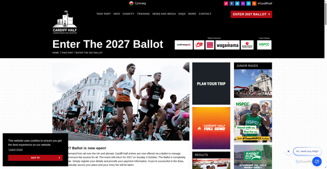 Security scan screenshot of https://www.cardiffhalfmarathon.co.uk/take-part/register/