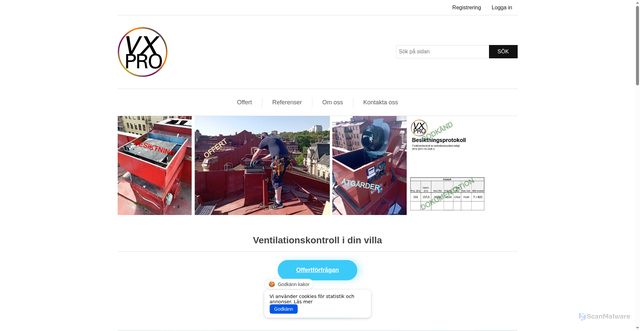 Security scan screenshot of https://ventilationskontroll-villa.se