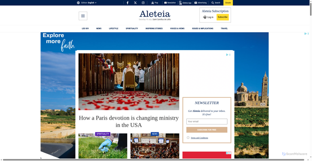 Security scan screenshot of https://aleteia.org