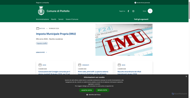 Security scan screenshot of https://www.comune.pioltello.mi.it