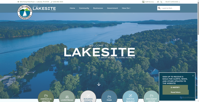 Security scan screenshot of https://lakesitetn.gov/