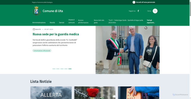 Security scan screenshot of https://comune.uta.ca.it/