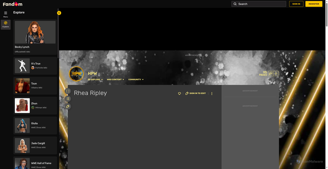 Security scan screenshot of https://hpw.fandom.com/wiki/Rhea_Ripley