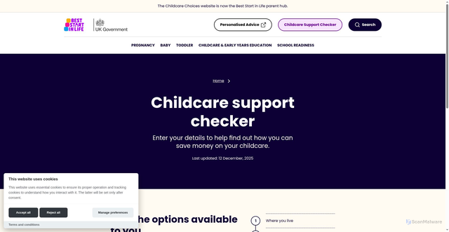 Security scan screenshot of https://beststartinlife.gov.uk/eligibility-checker/