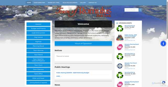 Security scan screenshot of https://romulusny.gov/