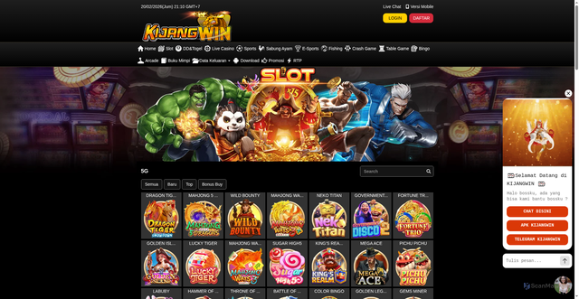 Security scan screenshot of https://stealthkijangwin.click/desktop/game/slot/5g