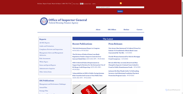 Security scan screenshot of https://www.fhfaoig.gov/