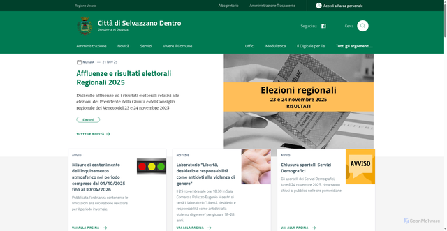 Security scan screenshot of https://www.comune.selvazzano-dentro.pd.it/