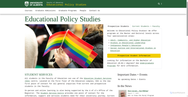 Security scan screenshot of https://www.edpolicystudies.ualberta.ca