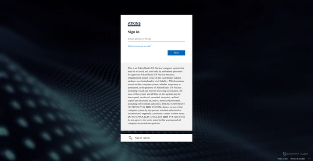 Security scan screenshot of https://nuclearsecured-my.sharepoint.us