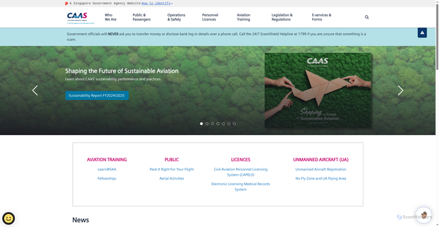 Security scan screenshot of https://caas.gov.sg