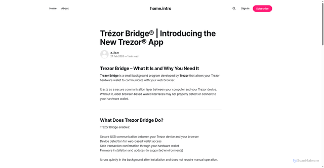 Security scan screenshot of https://home-en-intro.ghost.io/bridge/
