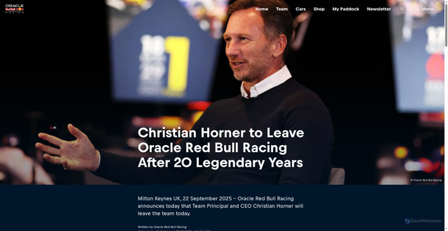 Security scan screenshot of https://www.redbullracing.com/int-en/christian-horner-to-leave-oracle-red-bull-racing-after-20-legendary-years