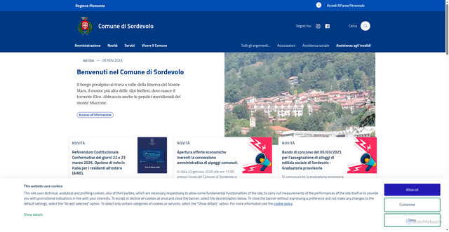 Security scan screenshot of https://www.comune.sordevolo.bi.it/