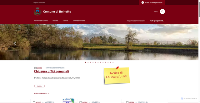 Security scan screenshot of https://www.comune.beinette.cn.it/