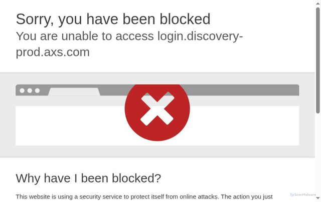 Security scan screenshot of https://login.discovery-prod.axs.com/