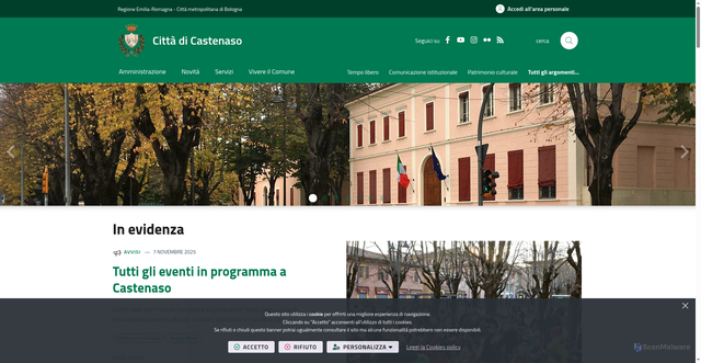 Security scan screenshot of https://www.comune.castenaso.bo.it/it-it/home
