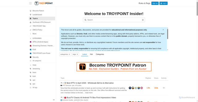 Security scan screenshot of https://troypointinsider.com