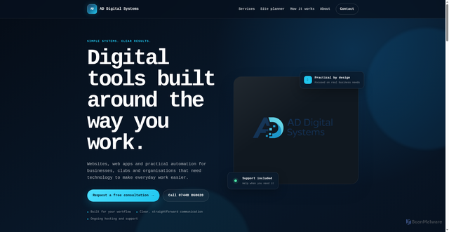 Security scan screenshot of https://addigitalsystems.co.uk/