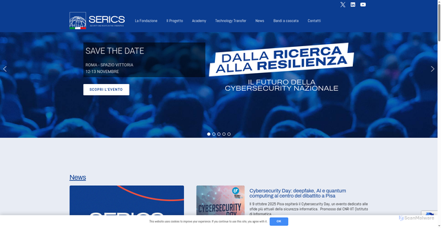 Security scan screenshot of https://serics.eu/