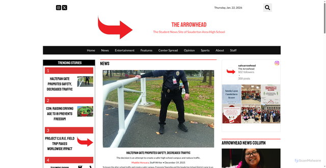 Security scan screenshot of http://thearrowheadonline.com/