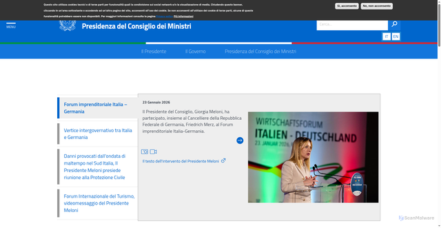 Security scan screenshot of https://www.governo.it/it